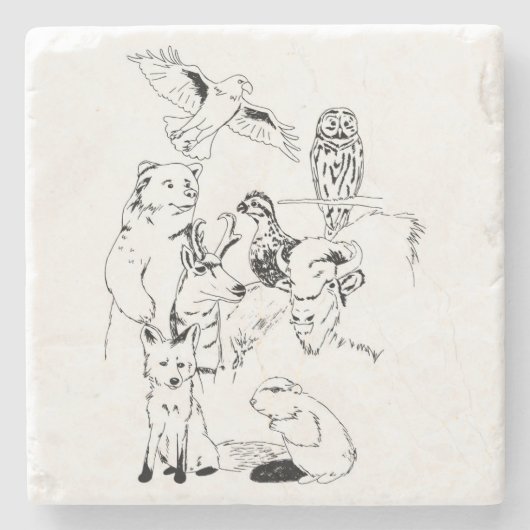 木製のバッジの生き物 ストーンコースター (正面)