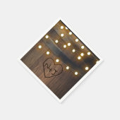 木製のバレル彫りハートラ素朴イト結婚 スタンダードカクテルナプキン (角)