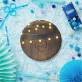 木製のバレル彫りハートラ素朴イト結婚 ペーパープレート (パーティー)