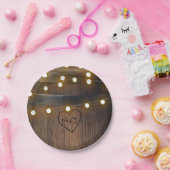 木製のバレル彫りハートラ素朴イト結婚 ペーパープレート (パーティー)