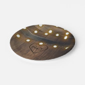 木製のバレル彫りハートラ素朴イト結婚 ペーパープレート (アングル)