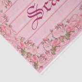木製のパーソナライズのヴィンテージのピンクの花のボーダー 薄葉紙 (詳細)