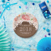 木製のピンクの水彩画によっては卒業2018年が開花します ペーパープレート (パーティー)