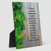 木製のフェンスのツタ"すべてのものがつながっている" フォトプラーク (側面)