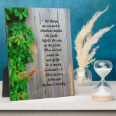 木製のフェンスのツタ"すべてのものがつながっている" フォトプラーク (側面)