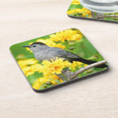 木製のフェンスの灰色のキャットバード コースター (左側)