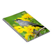 木製のフェンスの灰色のキャットバード ノートブック (右側)