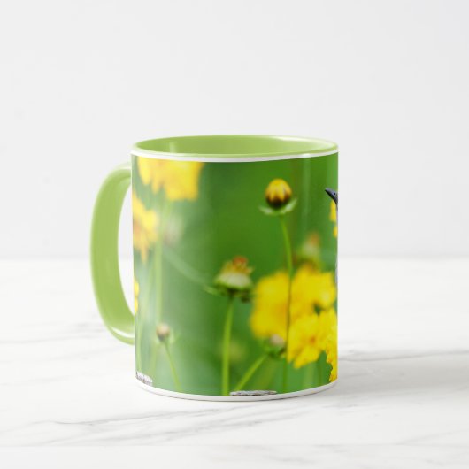 木製のフェンスの灰色のキャットバード マグカップ (正面左)