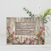 木製のフェンス絵を描とバラカスタム写真 サンキューカード (スタンド正面)