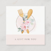 木製のフォーク赤面フローラギフト証明書 スクエア名刺 (正面)