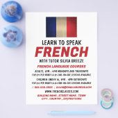 木製のフランス国旗、フランス語コースの広告 チラシ (シングル)