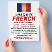 木製のフランス国旗、フランス語コースの広告 チラシ (手)