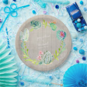 木製のブライダルシャワーの装飾のサボテンのSucculentの砂漠 ペーパープレート (パーティー)