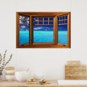 木製のベイ窓イリュージョン – Sail Bots ポスター (キッチン)