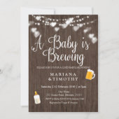 木製のベビーはベビーシャワーの招待を醸造しています 招待状 (正面)