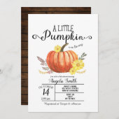 木製のベビーシャワー素朴な少しカボチャ招待状 招待状 (正面/裏面)