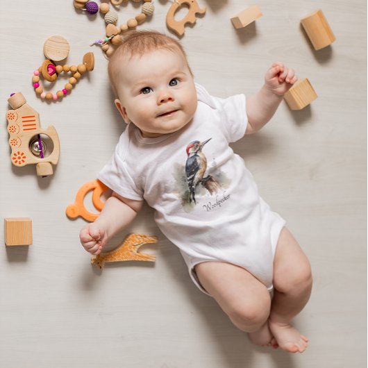 木製のペッカー棒に座って、カスタマイズ可能 ベビーボディスーツ