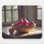 木製のボウルに赤いリンゴ マウスパッド (正面)