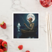 木製のボートのスケルトン魚釣り スタンダードカクテルナプキン (インサイチュ)