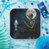 木製のボートのスケルトン魚釣り ペーパープレート (パーティー)