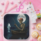 木製のボートのスケルトン魚釣り ペーパープレート (パーティー)