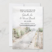 木製のボードウォークへビーチ結婚式日付を保存 招待状 (正面)