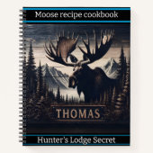 木製のムースの彫刻は誇らしげに立つ ノートブック (正面)