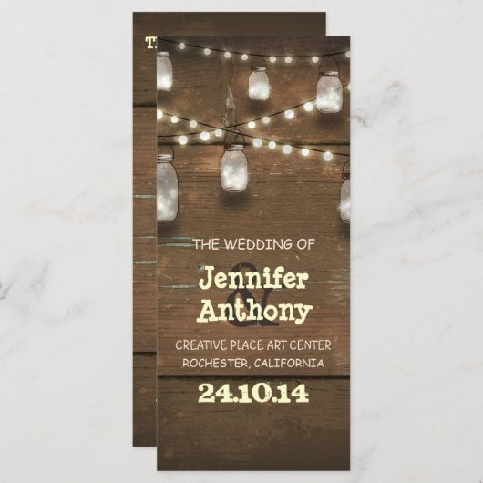 木製のライトの石工は素朴な結婚式のプログラムを飾る プログラム (正面/裏面)