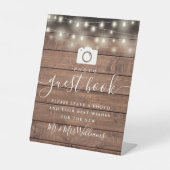 木製のランタン付き写真ゲストブック 台座サイン (正面)