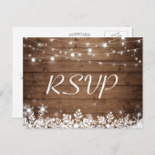 木製のランプの雪の結晶のウェディング・RSVP インビテーションポストカード (正面/裏面)