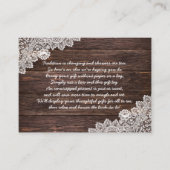 木製のレースの表示ブライダルシャワーの挿入物カード + ラベル エンクロージャーカード (正面)