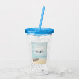 木製のローボートで沿岸ビーチシーン アクリルタンブラー