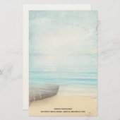 木製のローボートで沿岸ビーチシーン 便箋 (正面/裏面)