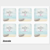 木製のローボートキッチンと沿岸ビーチシーン スクエアシール (シート)