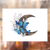 木製の三日月形の青い蝶 ウィンドウサイン (シート2)