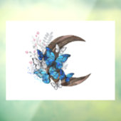 木製の三日月形の青い蝶 ウィンドウサイン (シート3)