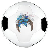 木製の三日月形の青い蝶 サッカーボール (回転)