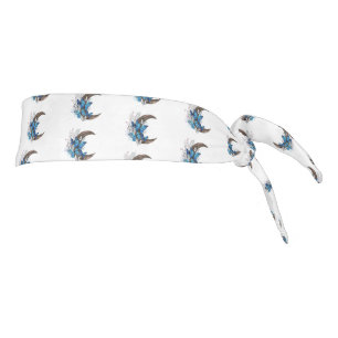 木製の三日月形の青い蝶 タイヘッドバンド