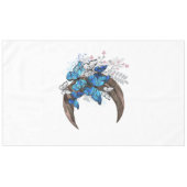 木製の三日月形の青い蝶 テーブルクロス (正面(横))