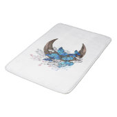 木製の三日月形の青い蝶 バスマット (アングル)