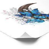 木製の三日月形の青い蝶 フォトプリント            (角)