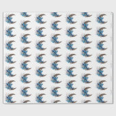 木製の三日月形の青い蝶 ラッピングペーパー (フラット)