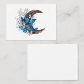 木製の三日月形の青い蝶 予約カード (正面/裏面)