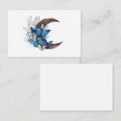 木製の三日月形の青い蝶 名刺 (正面/裏面)