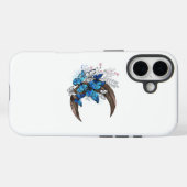 木製の三日月形の青い蝶 Case-Mate iPhoneケース (裏面 (横))
