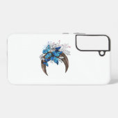 木製の三日月形の青い蝶 SAMSUNG GALAXYケース (裏面横)