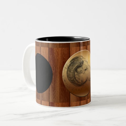 木製の中国のなラム年の(占星術の)十二宮図の誕生日のマグ ツートーンマグカップ (正面左)