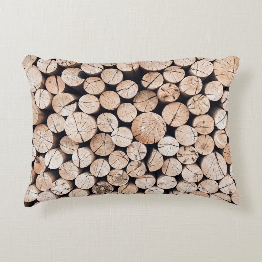 木製の丸太茶色のくじ アクセントクッション (正面)