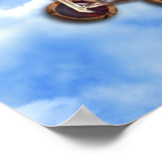 木製の二面飛行機 ポスター (角)