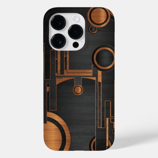 木製の円を持つ黒い金属 Case-Mate iPhoneケース (裏面)
